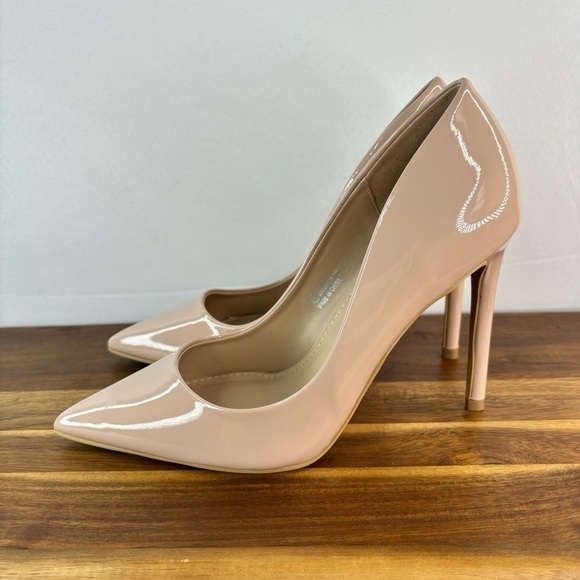 Mixx Shuz Heels Womens 7 Nude Patent Leather Pointed Toe Classic Business Casual - Picture 4 of 8